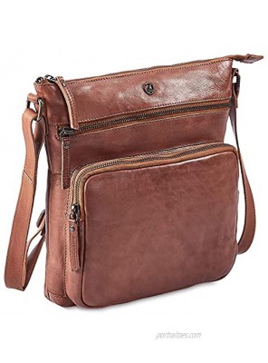 COCHOA Women's Crossbody Real Leather Triple Zip Bag Purse Travel Bag
