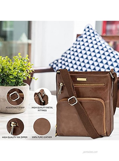 Crossbody Bags for Women Real Leather Small Vintage Adjustable Shoulder Bag
