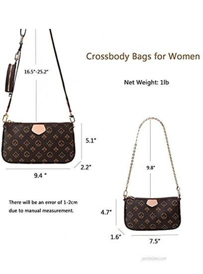 Crossbody Bags for Women Trendy Purse Fashion Designer Handbags with Coin Pouch Tan Pochetthe Inluding 3 Size bags
