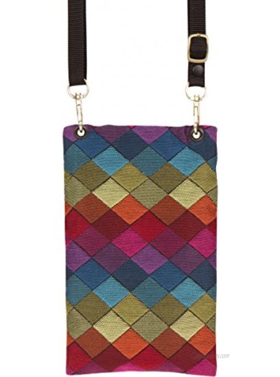 Danny K Women's Tapestry Crossbody Cell Phone or Passport Purse Handmade in USA