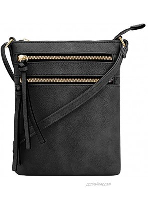 DELUXITY Crossbody Purse Bag Shoulder Bag Multi Pocket Zipper Purse