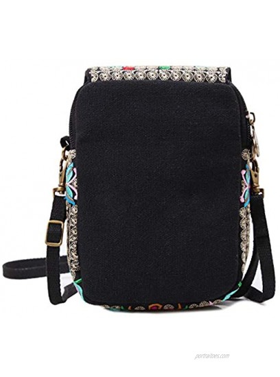 Embroidered Cute Mini Crossbody Bag for Women Small Handbags Wristlet Wallet Bag Cell-phone Pouch Coin Purse