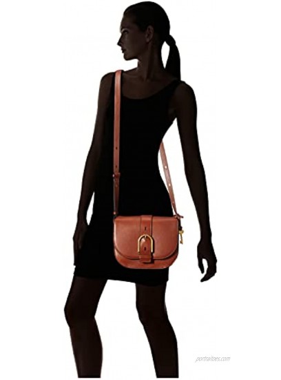 Fossil Women's Wiley Leather Saddle Bag Crossbody Purse Handbag