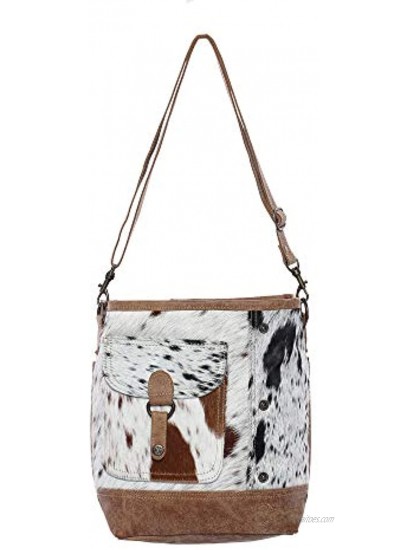Genuine Hair-On Cowhide Leather Crossbody Bag with Front Pocket