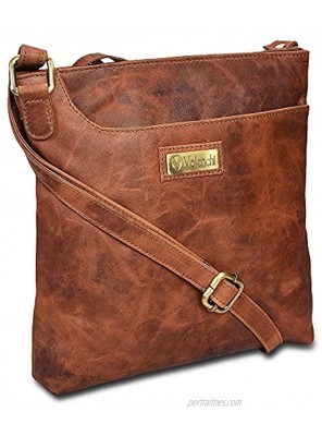 Genuine Leather Crossbody Handbag for Women Shoulder bag for Womens Handmade by LEVOGUE BROWN OILY HUNTER