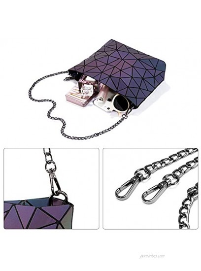 Geometric Luminous Purses and Handbags for Women Holographic Reflective Bag Backpack Wallet Clutch Set