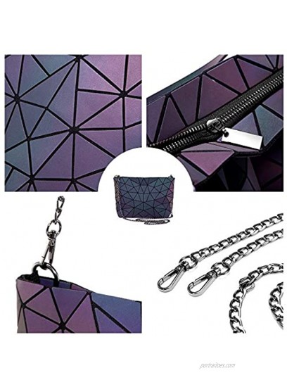 Geometric Luminous Purses and Handbags for Women Holographic Reflective Crossbody Bag Wallet