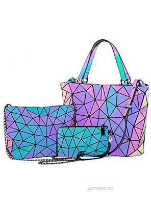Geometric Luminous Purses and Handbags for Women Holographic Reflective Crossbody Bag Wallet