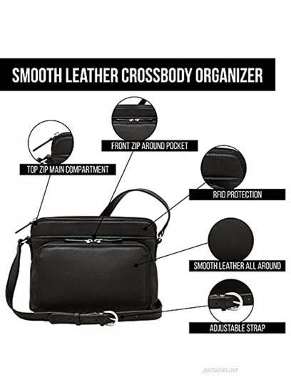 ili New York 6333 Leather Shoulder Handbag Side Organizer
