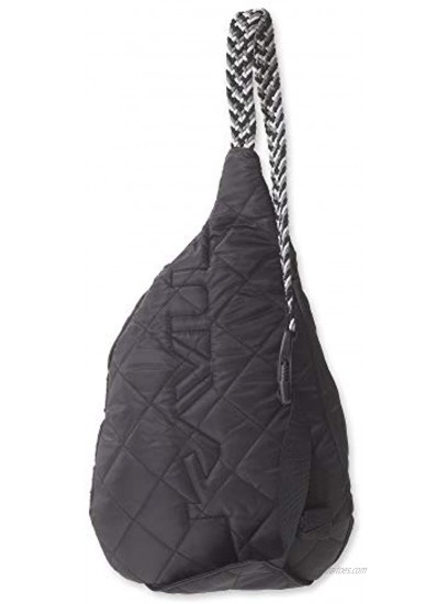 KAVU Mini Rope Puff Bag Sling Crossbody Backpack Travel Quilted Purse Black