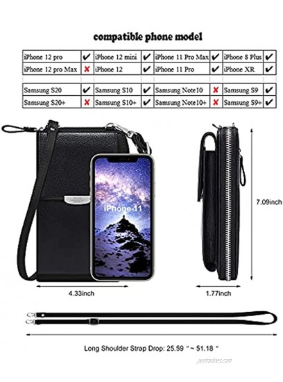 Kukoo Small Crossbody Bag Cell Phone Purse Wallet with Credit Card Slots for Women