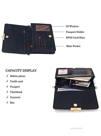 KUKOO Small Crossbody Bag for Women Cell Phone Purse Wallet Clutch Handbag with Credit Card Slots