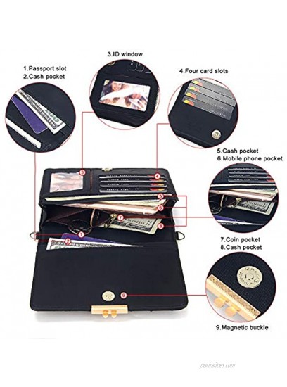 KUKOO Small Crossbody Bag for Women Cell Phone Purse Wallet Clutch Handbag with Credit Card Slots