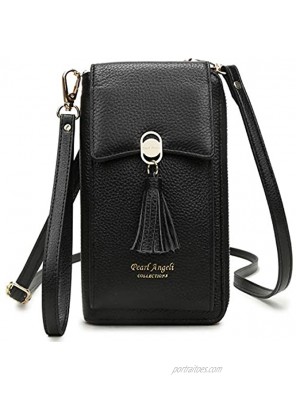 Leather Crossbody Cellphone Bag for Women RFID Blocking Phone Wallet Purse with 2 Straps