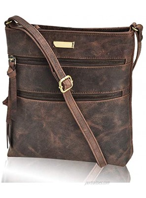 Leather Crossbody Purse for Women- Small Crossover Long Over the Shoulder Sling Womens Purses and Handbags