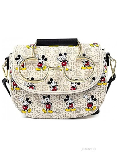 Loungefly Disney Mickey Mouse Hardware Crossbody Bag Purse White Standard