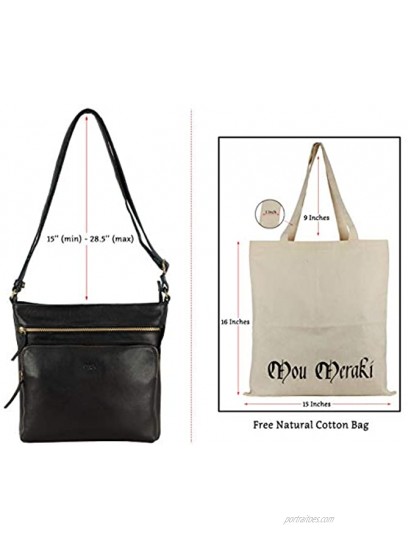 Mou Meraki Genuine Leather Crossbody Purse and Handbags Crossover Bag Over the Shoulder Women