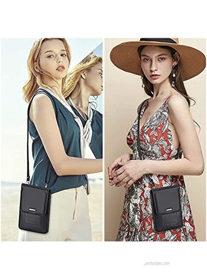 Peacocktion Small Crossbody Cell Phone Bag for Women Leather Shoulder Bag Card Holder Phone Wallet Purse