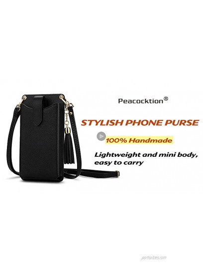 Peacocktion Small Crossbody Cell Phone Purse for Women Lightweight Mini Shoulder Bag Wallet with Credit Card Slots