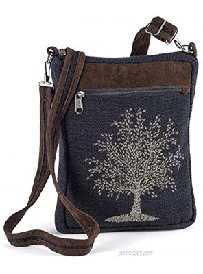 PGI Traders Tree of Life Canvas Bag | Wear Crossbody or Over Shoulder | 3 Zippered Pockets | Adjustable and Removable Strap | 100% Cotton Canvas with Lined Interior | 9 ½” x 12”
