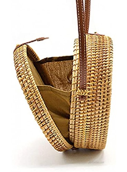 Rattan Bag Handwoven Round Bag Natural Chic Crossbody Handbag Circle Boho Bag