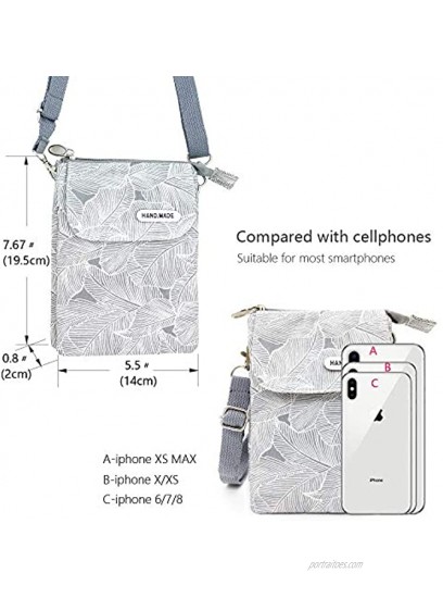Roomy Cell Phone Purse Wallet Canvas Small Crossbody Purse Bags with Shoulder Strap For Women teen girlsl