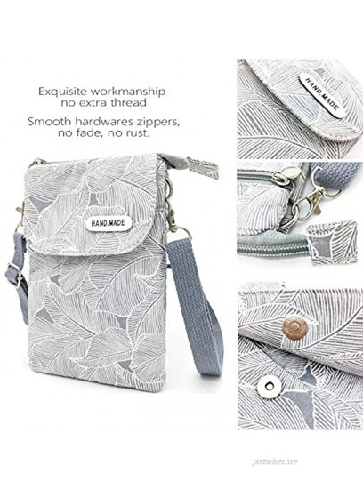 Roomy Cell Phone Purse Wallet Canvas Small Crossbody Purse Bags with Shoulder Strap For Women teen girlsl