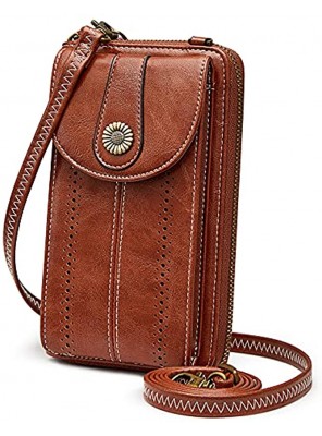 S-ZONE Women RFID Blocking Crossbody Cell Phone Purse Small Faux Leather Wallet Purse