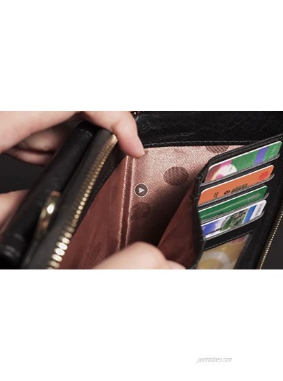 S-ZONE Women RFID Blocking Small Crossbody Cell Phone Purse Bag Faux Leather Wristlet Wallet