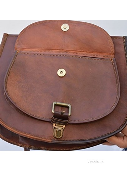 Satchel and Fable Handmade Women Vintage Style Genuine Brown Leather Cross Body Shoulder Bag Handmade Purse