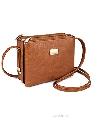 Small Crossbody Purse for women,Vegan Leather Over the Shoulder Bag and Triple Zip Cross Body Handbags with Adjustable Strap