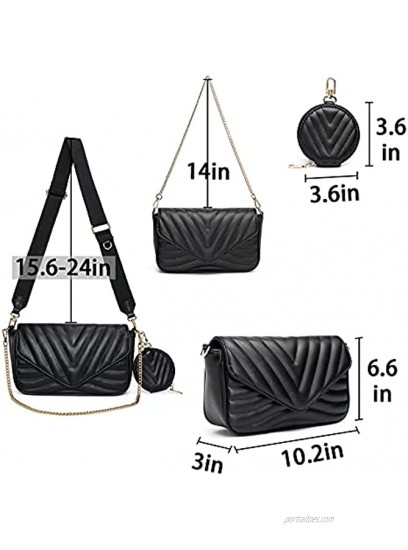 Small Quilted Crossbody Bags for Women Stylish Designer Purses and Handbags with Coin Purse including 2 Size Bag