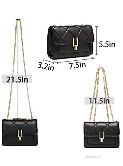 Small Quilted Purse Crossbody Bag for Womens Gold With Chain Strap Fashion Female Teen Girl