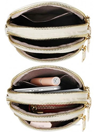 TIBES Small Crossbody Bags for Women - Vegan Leather Shoulder Bags Triple Zip Wallet Lightweight Purse
