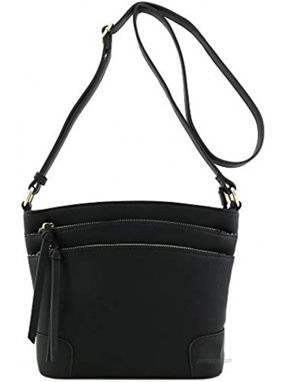 Triple Zipper Pocket Medium Crossbody Bag