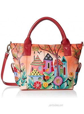 Anna by Anuschka Hand Painted Leather Women's Large Tote with Side Pocket