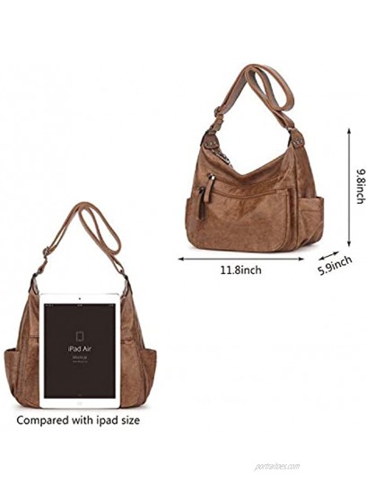 Artwell Fashion Crossbody Bag For Women Shoulder Bag Soft PU Leather Handbags Purses Multi Pocket Hobo Tote Bag