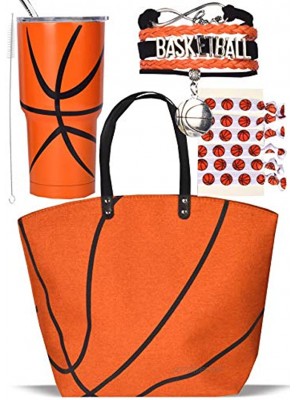 Basketball Tote Bag for Woman Basketball Tumbler Basketball Mom Tote Basketball Bags for Moms Basketball Bracelet for Women Basketball Hair Pony Tails Basketball Mom Gifts Basketball Cup 30 oz