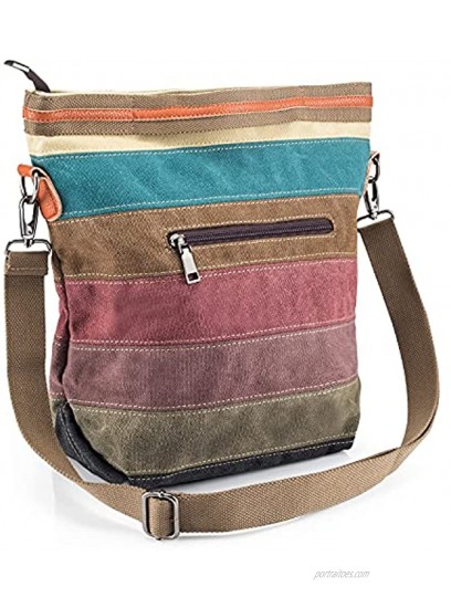 Canvas Handbag SNUG STAR Multi-Color Striped Lattice Cross Body Shoulder Purse Bag Tote-Handbag for Women