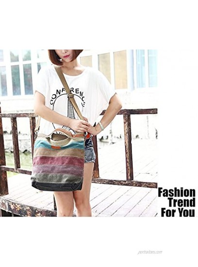 Canvas Handbag SNUG STAR Multi-Color Striped Lattice Cross Body Shoulder Purse Bag Tote-Handbag for Women