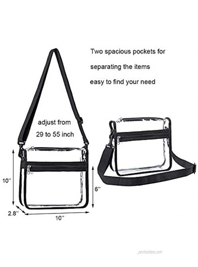 Clear Crossbody Purse Bag Stadium Approved Gym Clear Shoulder Tote Bag with Front Pocket and Adjustable Strap for Women Men