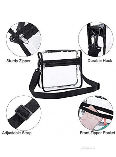 Clear Crossbody Purse Bag Stadium Approved Gym Clear Shoulder Tote Bag with Front Pocket and Adjustable Strap for Women Men