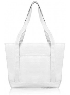 DALIX Daily Shoulder Tote Bag Premium Cotton in White
