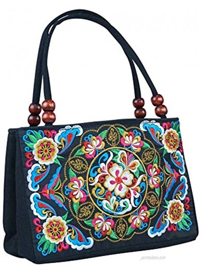 Double-Sided Embroidery Totes Bag Travel Beach Bag Vintage Embroidery Ethnic Shoulder Bags