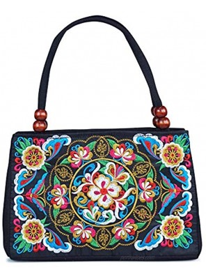 Double-Sided Embroidery Totes Bag Travel Beach Bag Vintage Embroidery Ethnic Shoulder Bags