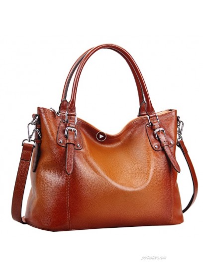 Heshe Women’s Genuine Leather Handbags Shoulder Tote Bag Top Handle Bags Satchel Designer Ladies Purses Cross-body Bag