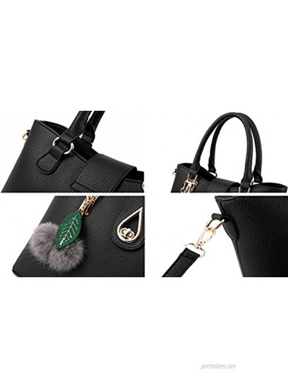 JHVYF Women's Pu Leather Weave Handbag 3 Pieces Tote Bag Set Large Capacity Shoulder Purse Crossbody Bag