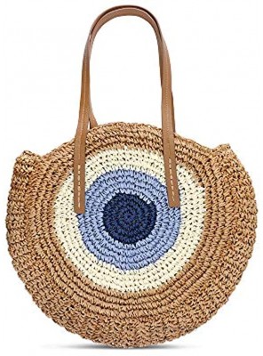 Malocids Straw Bag Woven Zippered Shoulder Bag Tote Crossbody Bags Handwoven Handbags for Vacation and Daily Use