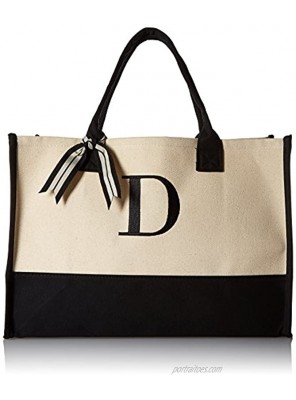 Mud Pie Classic Black and White Initial Canvas Tote Bags D 100% Cotton 17" x 19" x 2"