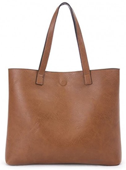 Overbrooke Reversible Tote Bag Vegan Leather Womens Shoulder Tote with Wristlet